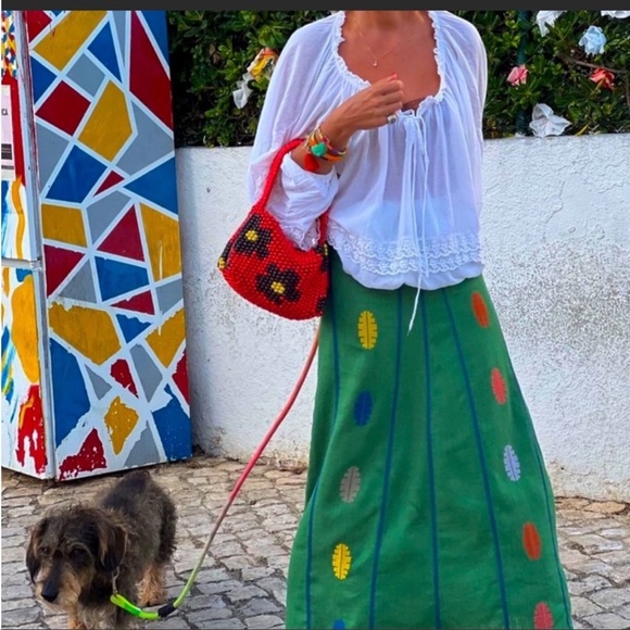 Zara Green Skirt with Multicolor Accents - Picture 4 of 15